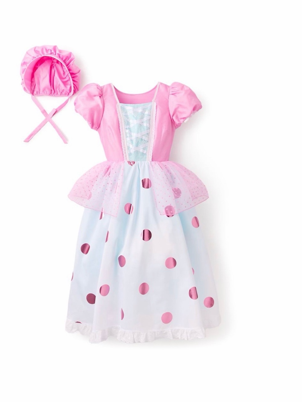 Disney Pink and White Polka Dot Bo Peep Dress with Bonnet